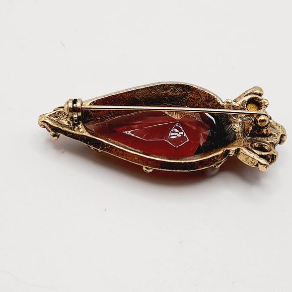 Miracle Purple Glass Brooch Open Back Faceted Stone Celtic Style Vintage - Picture 7 of 9